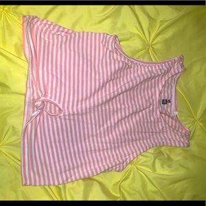 Pink and White Crop Top